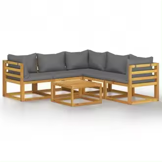 VIDAXL 3057612 conjunto de sofás con cojines y mesa de jardín madera con acabado gris oscuro vida xl - 1