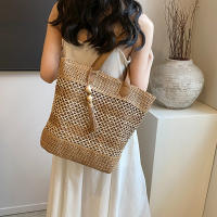 Bolso De Hombro De Paja Para Mujer De Verano De Alta Calidad Bolso De Viaje Hecho a Mano Gran Capacidad De Bolsas De Playa Estilo De Cesta Con Cierre De Cremallera - details 8