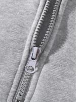 Sudadera De Manga Larga Con Cremallera Media Para Hombre, Estilo Casual, Color Sólido, Abrigo Para Otoño E Invierno - details 3