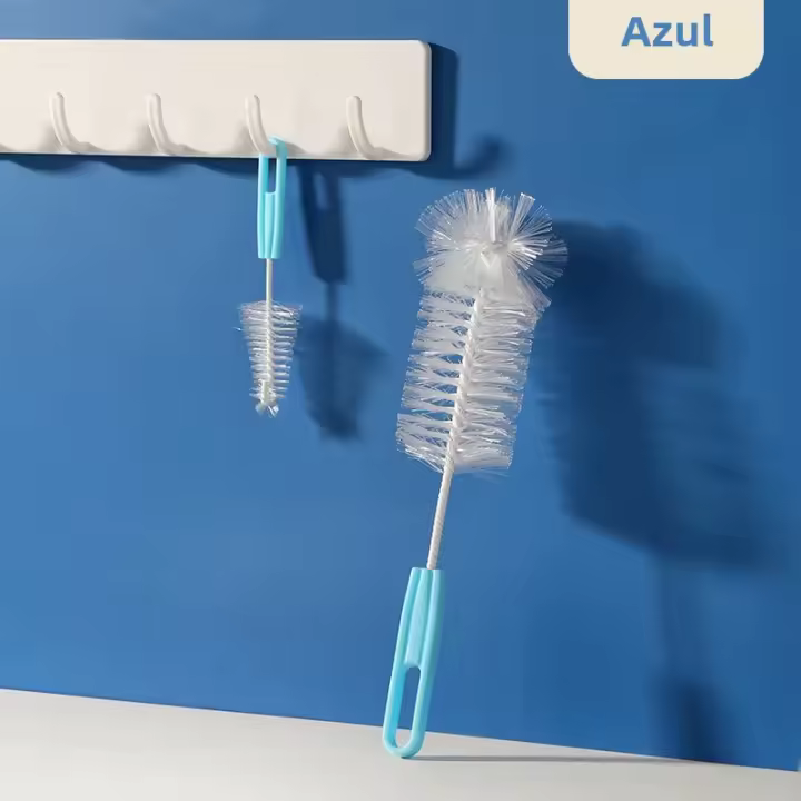 Juego De 2 Cepillos Para Botella De Alimentación De Bebé Y Taza De Nylon Sencillo Color Rosa O Azul Adecuado Para Niños Mayores De 12 Años - 1