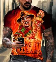 Camiseta De Verano Con Estampado 3D De Freddie Kruger Horror Película Callejera Corta Manga Moda Deportiva Top Casual Para Hombre - details 2