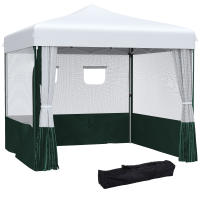 Outsunny Carpa Plegable 2,7x2,7 m con Laterales de Malla Cenador de Jardín Protección UV30 con Altura Ajustable 2 Ventanas y Bolsa de Transporte para Patio Terraza Blanco y Verde - details 0