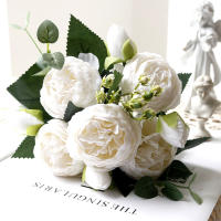 1 Rama De Púas De Seda En Blanco Para Decoración De Hogar Accesorios De Boda Fiesta DIY Pompones Rosas Artificiales Plantas Falsas Para Scrapbook - details 6