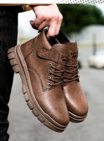 Botas Casuales Para Hombre Verano Otoño Trabajo British Antideslizante Suela Suave Comodidad Exterior Media Altura Cuero Botas Hombre Zapatos - details 2