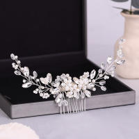 Diadema De Boda Con Flor De Cristal Y Perla Peine Para El Cabello Accesorios De Joyería Para Fiesta Y Celebraciones - details 7