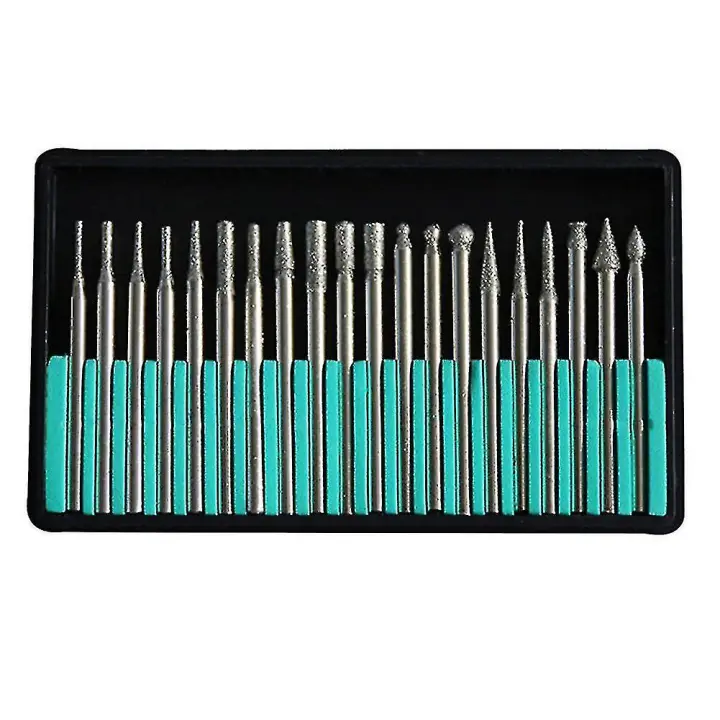 20 Pcs 3mm Shank Diamond Grinding Cutting Head Drill Bits Dremel Rotary Carving Polishing Tool Sets - 1