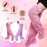 Calcetines Largos De Pena Para Mujer Invierno Cálidos Y Suaves Leggings De Muñeca Sobre Rodilla Calentadores De Piernas Y Pies - details 3