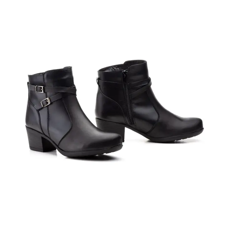 Mº59304 Negro - PERDIZ Hecho en España Botín Mujer Piel  Hebillas Numeración: 35-41 Marca: JAM BOTIN TODO EN PIEL CON FORRO DE TEJIDO PARA UNA MAYOR COMODIDAD HEBILLAS DE ADORNO CON CIERRE DE CREMALLERA Y TACON MEDIANO PARA GRAN COMODIDAD Y VERSATILIDAD - 1