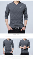 Camiseta De Manga Larga Para Hombre Estilo Casual Slim Fit Con Cuello En V Moda Harajuku Ropa Deportiva Camisetas Top Para Todas Las Estaciones - details 8