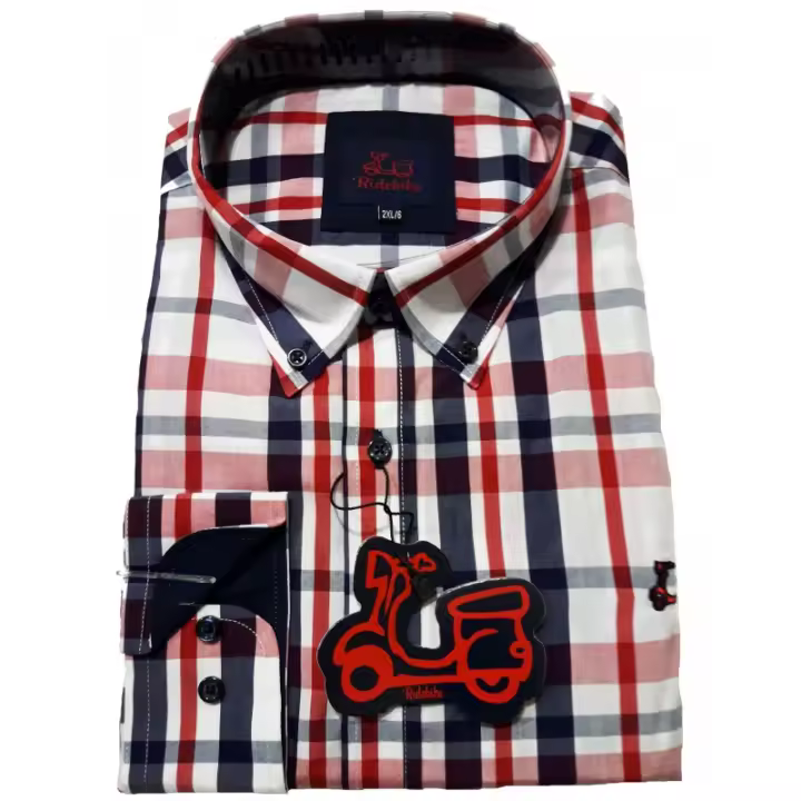 [LIQUIDACION] RIDEBIKE Hombre camisa Ajuste Semientallado Logo bordado Moda Casual Informal Reg 1504 - 1