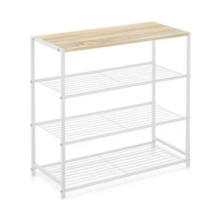 STARLEY-CONFORTIME Estanteria 3-4 niveles Metal Madera en Blanco Estanteria organizador Cocina Dormitorio Escritorio Zapatero 60 x 30 x 43 cm - 1