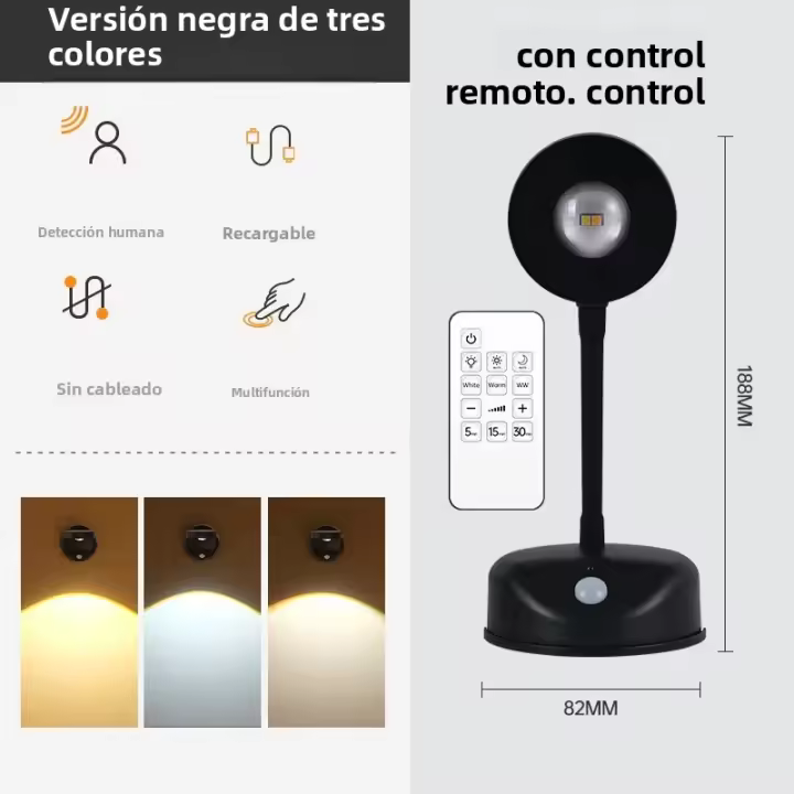1pc Luz De Pared Inteligente LED Recargable Sin Cable Ni Perforación Ni Instalación Para Hogar Luz De Fondo Mural Para Murales Control Remoto Dimmable Para Cocina Comedor Dormitorio Estudio Baño - 1