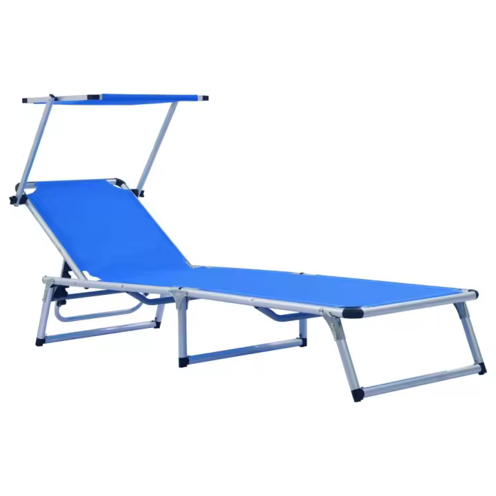 vidaXL Tumbonas plegables con techo 2 uds aluminio y textilene Sillas de Exterior Ideal para jardín, playa, piscina, terraza Tumbona Piscina Tumbonas Playa Tumbonas Jardín Exterior - 1