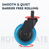 NAIERDI 5PCS Ruedas De Poliuretano Azul Para Silla De Oficina 3 Pulgadas Ruedas De Goma Suave Para Muebles Rollos Seguros - details 7