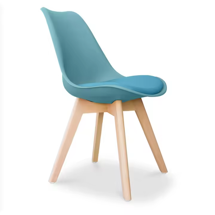 ORION91 Silla SIRIO Color Aguamarina Asiento Acolchado Piel Sintética y Patas Haya 54x81x48cm Comedor Oficina Salón Teletrabajo Cocina - SpazioLuzio - 1