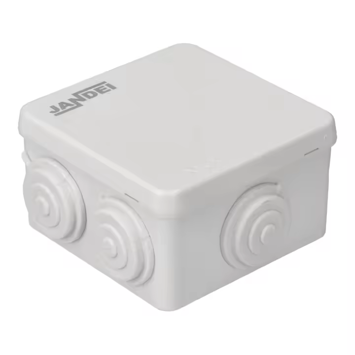 Jandei - Caja de Montaje en Superficie, Cuadrada 85x85x50mm, IP54 Instalación en Interior/Exterior, 7 entradas. Ideal para Aplicaciones Residenciales, Comerciales o Industriales. - 1
