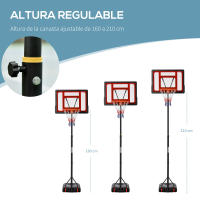 HOMCOM Canasta de Baloncesto Ajustable de 205-261 cm Aro de Baloncesto con Soporte de Acero Base Rellenable y 2 Ruedas de Transporte para Niños y Adultos Rojo Negro - details 3