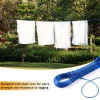 Línea De Secado De Ropa De 20M Con Núcleo De Acero Fuerte Y Gruesa Para Interiores Y Exteriores Jardín Viajes Colores Disponibles: Azul - details 6