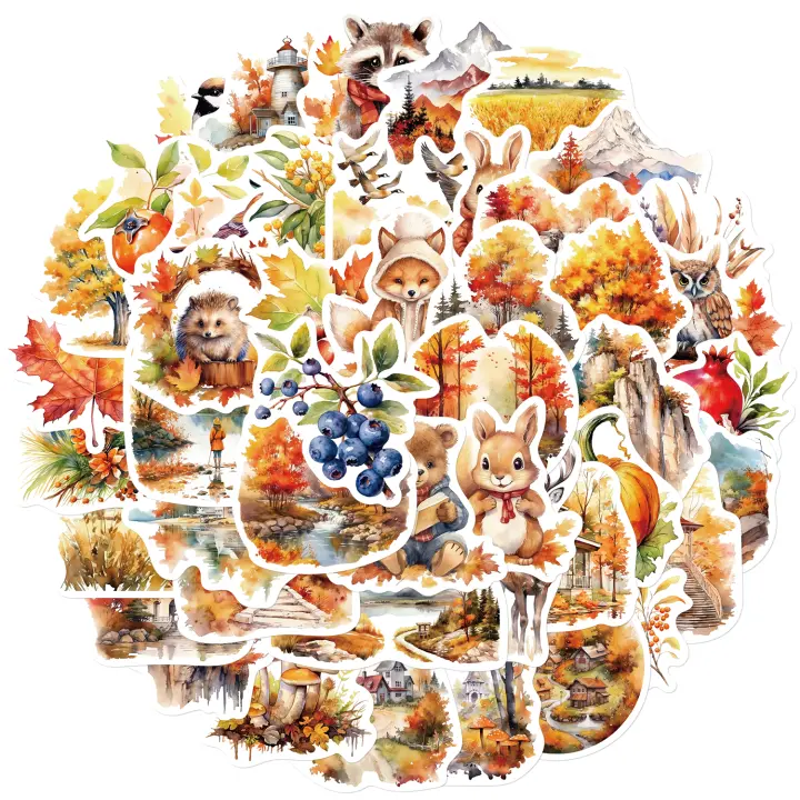 50PCS Etiquetas De Otoño Para Recogida Exquisitas Pegatinas Impermeables Para Teléfonos Móviles Portátiles Suitcases Tazas De Bebida - 1