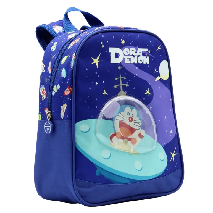 Mochila Preescolar 28cm Capsula Espacial 3d Con Tirador Que Brilla en la Oscuridad de Doraemon Space Toybags - 1