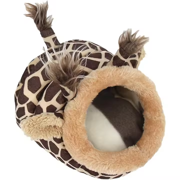 Nido cálido ligero hámster cobayas cama nido invierno roedor mascotas cama, invierno cálido acogedor nido para hurón rata hámster hábitat (L, jirafa) - 1