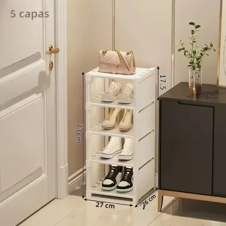 Organizador De Zapatos De Multiple Capas Estante Plegable Ajustable Para Ahorrar Espacio En Rincón De Pared Material Plástico - 1