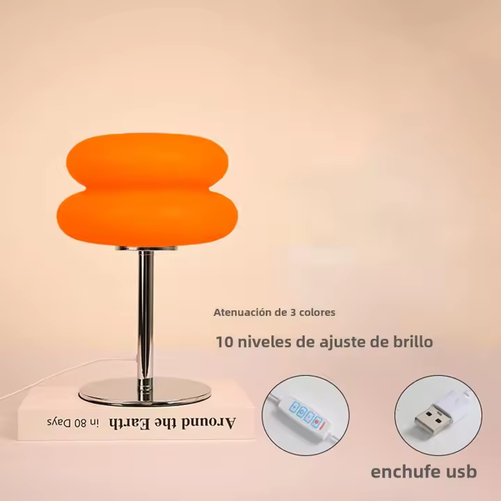 Lámpara De Noche Para Dormitorio Estilo Cremoso Con Enchufe USB Luz De Ambiente Para Sala De Estudio Regulable En Tres Colores - 1