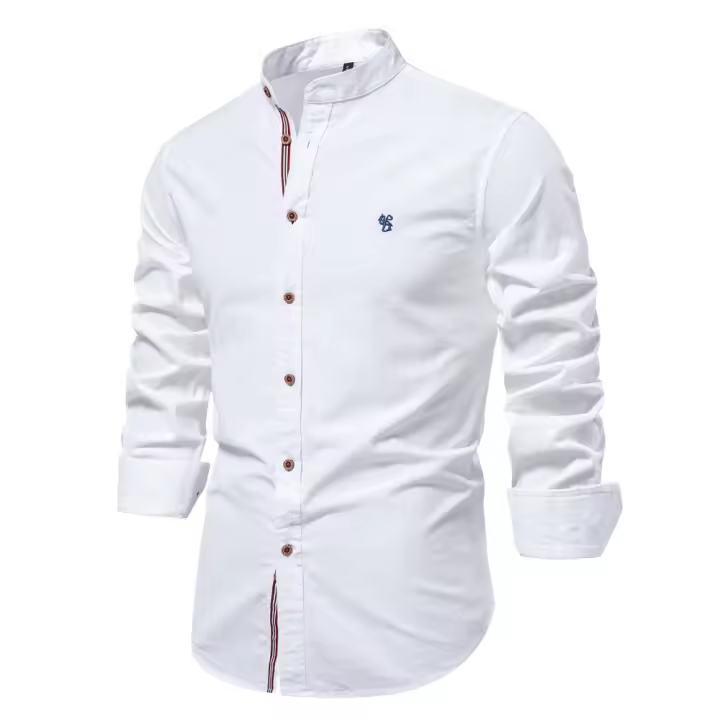 Primavera y verano nuevas camisas de negocios de moda para hombres camisas de manga larga de color sólido de moda japonesa casual de algodón y lino para hombres en hermosos tamaños - 1