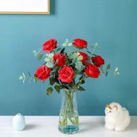Flores Artificiales De Seda Coloridas Rosas Rojas Para Novia Decoración De Mesa Para Noche Y Valentín DIY Arreglo Floral - details 9