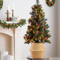 Cesta De Almacenamiento De Fibra De Planta Seagrass Tejida Con Flores Secas Para Decoración Del Salón Cesta De Ropa Y Escritorio Ecológica Y Práctica - details 8