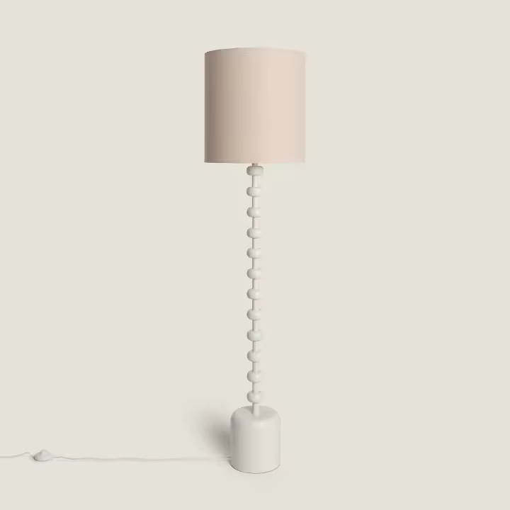 Ledkia Lámpara de Pie Metal y Lino Aimahar Blanco Gardenia - 1