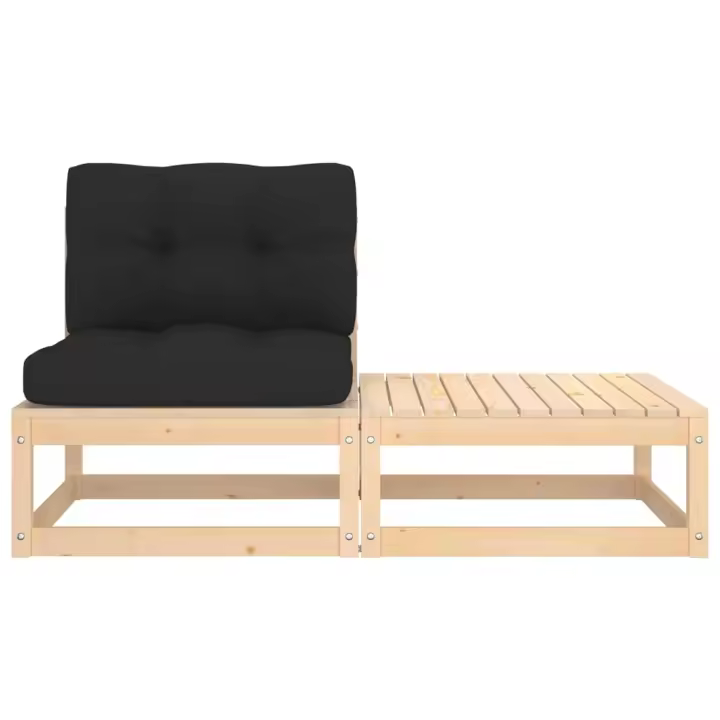 vidaXL Set de muebles de jardín 2 pzas con cojines madera pino Natural, Blanco, Gris Conjunto Terraza Muebles Jardín Exterior Juego de Muebles de jardín Mueble Jardín Exterior Muebles de Salon Exterior - 1