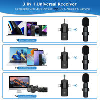 Micrófono Lavalier Inalámbrico 3-en-1 Para iOS Android Camera Grabación De Audio Y Video Transmisión En Vivo Juego Micrófono Condensador - details 0
