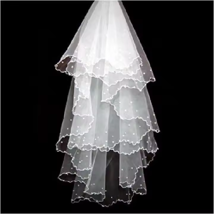 Velo De Boda De 1 Capa Para Cintura Largo Con Borlas Vela Corta De Tules Accesorio De Peluca Para Novia VINOPROM Polyester - 1