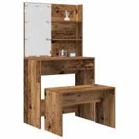 vidaXL Set de tocador con LED madera contrachapada en color Roble Sonoma/Marrón roble/Madera antigua y más - details 2