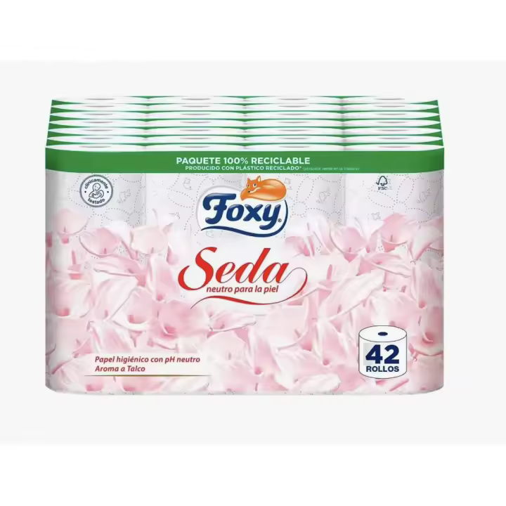 Foxy Seda Papel higiénico Neutro 42 Rollos 3 Capas    6rollo x 7  total 42 rollos - 1