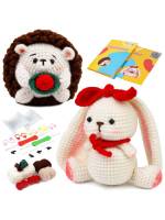 Kit De Crochet Para Principiantes Con Bolas De Hilo Marcadores De Costura Agujas Y Accesorios Herramienta Para Manualidades Hogar Animal De Peluche Conejo Y Erizo - details 2