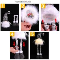Muñeca Luminosa De Piernas Largas Sin Cara Con Pantalones Rayados Y Colgante De Santa Claus Figura De Navidad Para Decoración Del Hogar - details 16