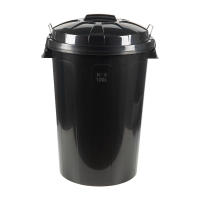 Cubo de Basura Negro Cofan | Tapa y Asas Metálicas | Capacidad 100 Litros | Polipropileno Resistente - details 0