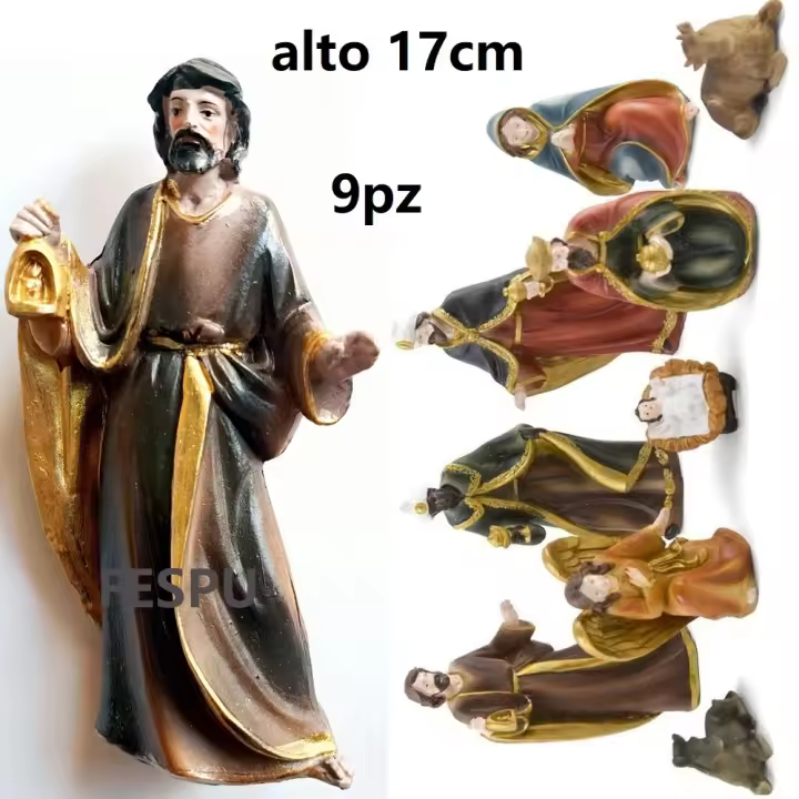 Nacimiento 9 piezas 17cm,FIGURA DE BELEN,DECORACION DE NAVIDAD,GERIMPORT,FESPU - 1