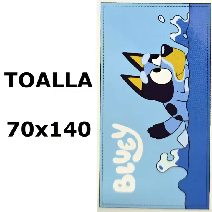 Toalla de playa BLUEY,Toalla de baño BLUEY,MICROFIBRA 100% POLYESTER,MEDIDAS 70x140cm,cm,fespu - 1