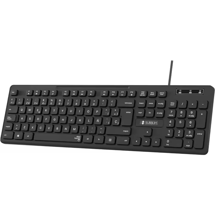 Subblim Business Slim Silencioso, Distribución de Teclado Español (QWERTY), Plug & Play a través de USB, Diseño Plano, Tecleo Silencioso, Negro - 1
