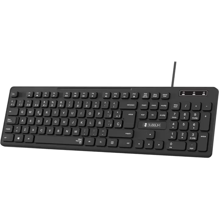 Subblim Business Slim Silencioso, Distribución de Teclado Español (QWERTY), Plug & Play a través de USB, Diseño Plano, Tecleo Silencioso, Negro - 1