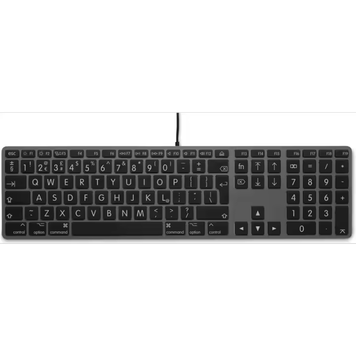 Teclado USB de fuente grande Teclado USB con cable de 110 teclas con 2x USB y cubierta superior de aluminio - Reino Unido - gris - 1