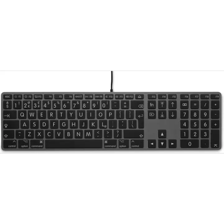 Teclado USB de fuente grande Teclado USB con cable de 110 teclas con 2x USB y cubierta superior de aluminio - Reino Unido - gris - 1