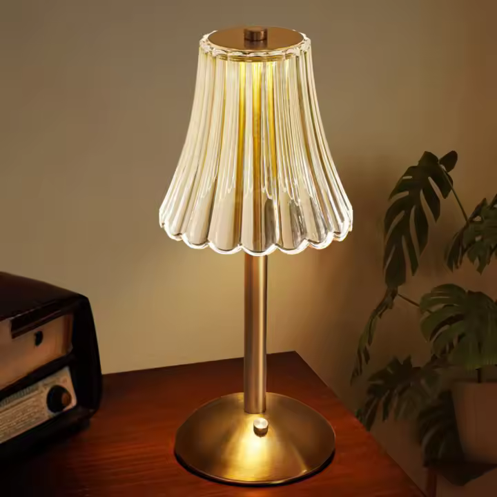 Lámpara De Mesa Recargable Con Sensor Táctil De Diamante De Cristal Luz Nocturna LED Dimmable En 3 Colores Para Decoración Del Hogar Sin Cable - 1
