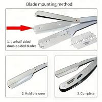 Afeitadora Manual Para Hombres Con Hojas De Acero Inoxidable Plegables Cuchillo De Afeitar Antiguo Barbería Eliminación De Vello Corporal Y Facial - details 2