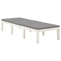 vidaXL Tumbona con cojín plástico Blanco, Antracita, Sillas de Exterior Ideal para jardín, playa, piscina, terraza Tumbona Piscina Tumbonas Playa Tumbonas Jardín Exterior - details 0