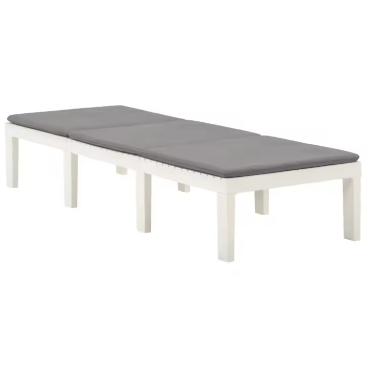 vidaXL Tumbona con cojín plástico Blanco, Antracita, Sillas de Exterior Ideal para jardín, playa, piscina, terraza Tumbona Piscina Tumbonas Playa Tumbonas Jardín Exterior - 1