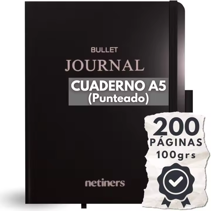 Netiners Cuaderno de Notas Espirales Premium, Punteado, Tapa Dura, Cuaderno en Espiral A5+ Estilo Vintage 200 Páginas - Alta Calidad - 1